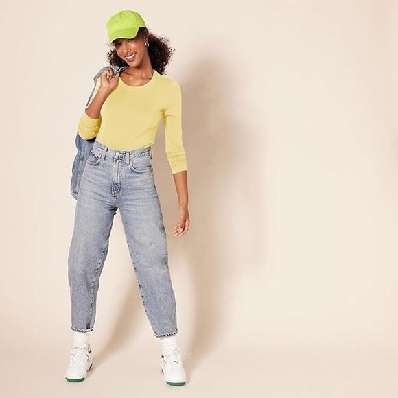 AMAZON ESSENTIALS WOMENS REGULAR FIT LONG SLEEVE CREWNECK T-SHIRT MEDIUM NWT - Picture 3 of 5